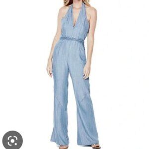 Guess Wide Leg Flare Denim Halter Jumpsuit Womens 6